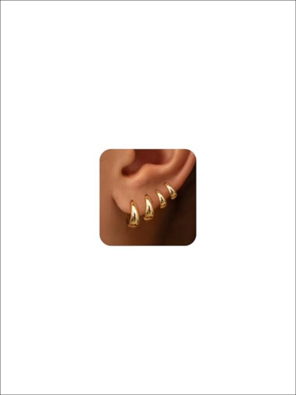 14K Gold Plated Small Chunky Hoop Huggie Earrings Set Stackable